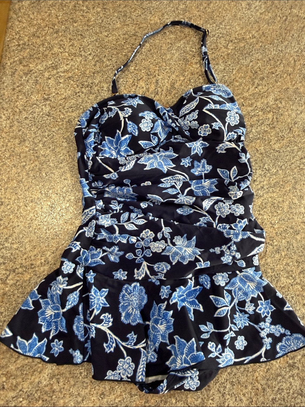Shade & Shore Floral Ruched  One-Piece Swimsuit size 8